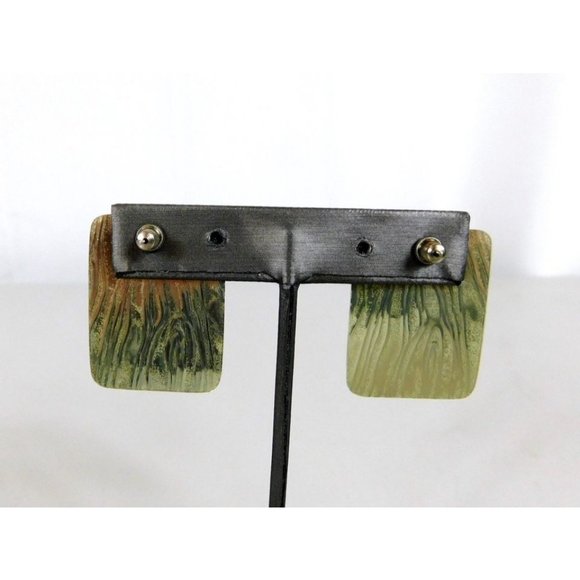 Animal Print Rectangle Shape Flat Pierced Earrings Pushback Closure - Picture 4 of 4